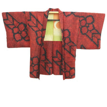 Load image into Gallery viewer, Haori Jacket Vintage(1920-1950) Red Black Shibori Yabane Floral pattern Silk #11037A2