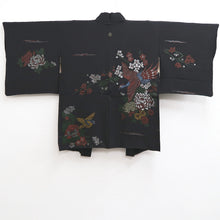Load image into Gallery viewer, Haori Jacket Vintage(1950-1980) Black Plum blossom Bird Silk #10161D4