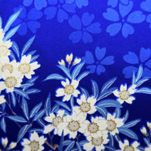 Load image into Gallery viewer, Furisode Blue Flower Silk #10546B3