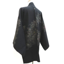 Load image into Gallery viewer, Haori Jacket Vintage(1950-1980) Black Silver Gold Chrysanthemum Silk #10010C3