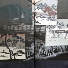 Load image into Gallery viewer, Men's Haori Vintage(1950-1980) Black Montsuki Habutae Ukiyoe Silk #10884E4