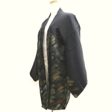 Load image into Gallery viewer, Haori Jacket Vintage(1950-1980) Black Gold Splash Silk #10101D2