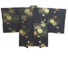 Load image into Gallery viewer, Haori Jacket Black Gold Chrysanthemum Silk #10997F4