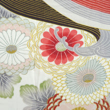 Load image into Gallery viewer, Haori Jacket Vintage(1950-1980) White Chrysanthemum Silk #10846E3
