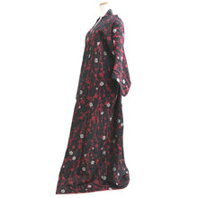 Load image into Gallery viewer, Kimono Vintage(1920-1950) Black Red Meisen Plum blossom Branch Silk #10771D4