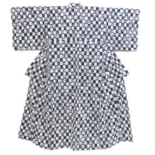 Load image into Gallery viewer, Yukata Vintage(1950-1980) White Navy Cherry Blossom Sakura Cotton #11101B1