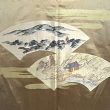 Load image into Gallery viewer, Men's Haori Vintage(1950-1980) Black Montsuki Temple Landscape Silk #9821B1