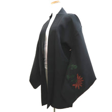Load image into Gallery viewer, Haori Jacket Vintage(1950-1980) Black Chrysanthemum Silk #10116D2