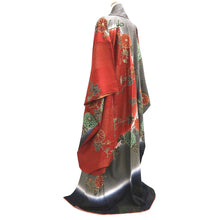 Load image into Gallery viewer, Furisode Reddish Brown Gray Gold Chrysanthemum Silk #9711J5