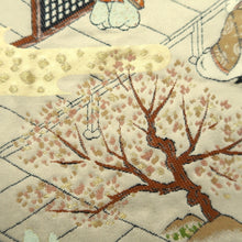 Load image into Gallery viewer, Fukuro Obi Beige Gold Heian Period Aristocrats Heian Princess Silk BB314V8