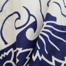 Load image into Gallery viewer, Yukata Vintage(1950-1980) White Navy Curling Wave Shachihoko Cotton #10479A5