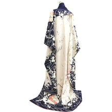 Load image into Gallery viewer, Furisode Dark Blue White Plum blossom Branch Tall Silk #10327F1