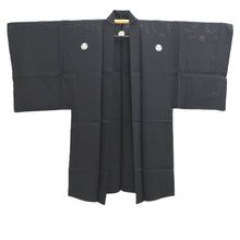 Load image into Gallery viewer, Men's Haori Vintage(1950-1980) Black See-Through Montsuki Silk #10432A3