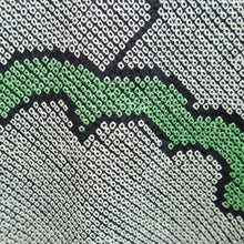 Load image into Gallery viewer, Haori Jacket Vintage(1950-1980) Black Green Full Shibori Cloud Silk #10957F2