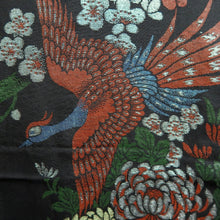 Load image into Gallery viewer, Haori Jacket Vintage(1950-1980) Black Plum blossom Bird Silk #10161D4