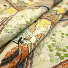 Load image into Gallery viewer, Fukuro Obi Beige Gold Heian Period Aristocrats Heian Princess Silk BB314V8