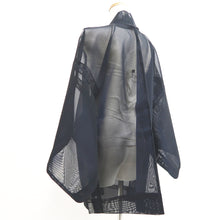Load image into Gallery viewer, Haori Jacket Vintage(1950-1980) Black Blue Sheer Ripple Birds Silk #10899E5