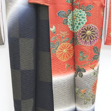 Load image into Gallery viewer, Furisode Reddish Brown Gray Gold Chrysanthemum Silk #9711J5