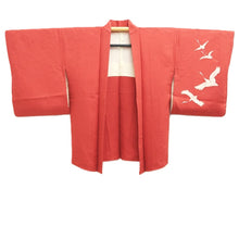 Load image into Gallery viewer, Haori Jacket Vintage(1950-1980) Vermillion Crane Birds Curling Wave Silk #10607C2