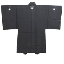 Load image into Gallery viewer, Men's Haori Vintage(1950-1980) Black See-Through Montsuki Silk #10432A3
