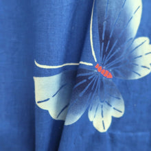 Load image into Gallery viewer, Yukata Vintage(1950-1980) Blue Butterfly Cotton #10488B1