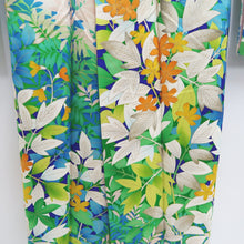 Load image into Gallery viewer, Furisode White Blue Green Plants Silk #10317F1
