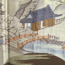 Load image into Gallery viewer, Men's Haori Vintage(1950-1980) Black Montsuki Temple Landscape Silk #9821B1