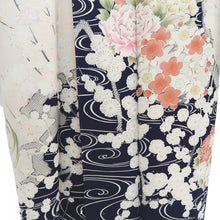 Load image into Gallery viewer, Furisode Dark Blue White Plum blossom Branch Tall Silk #10327F1
