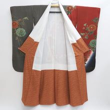 Load image into Gallery viewer, Furisode Reddish Brown Gray Gold Chrysanthemum Silk #9711J5