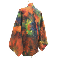 Load image into Gallery viewer, Haori Jacket Orange Black Green Abstract art Silk #10799D5