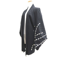 Load image into Gallery viewer, Haori Jacket Vintage(1950-1980) Black Shibori Botanical Silk #10937F1