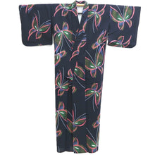Load image into Gallery viewer, Yukata Vintage(1950-1980) Navy Butterfly Cotton #10351F3