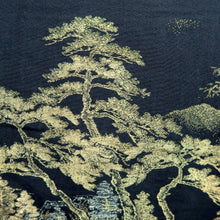 Load image into Gallery viewer, Haori Jacket Vintage(1950-1980) Black Gold Silver Landscape Mountain Silk #10827E2