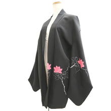 Load image into Gallery viewer, Haori Jacket Black Flower Branch Silk #10818E1