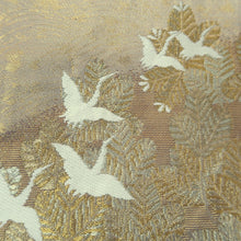 Load image into Gallery viewer, Fukuro Obi Gold White Crane Birds Silk BB277V6
