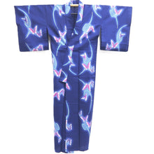Load image into Gallery viewer, Yukata Vintage(1950-1980) Blue Butterfly Cotton #10480A5