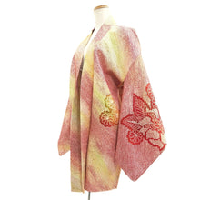 Load image into Gallery viewer, Haori Jacket Red Yellow Full Shibori Flower Silk #10839E2