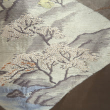 Load image into Gallery viewer, Men's Haori Vintage(1950-1980) Black Montsuki Temple Landscape Silk #9821B1