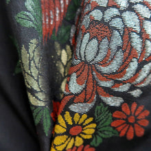 Load image into Gallery viewer, Haori Jacket Vintage(1950-1980) Black Plum blossom Bird Silk #10161D4