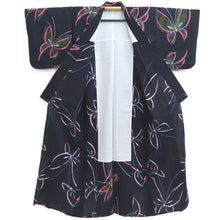 Load image into Gallery viewer, Yukata Vintage(1950-1980) Navy Butterfly Cotton #10351F3