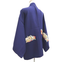 Load image into Gallery viewer, Haori Jacket Vintage(1950-1980) Navy Heian Princess Silk #10618C3
