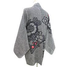 Load image into Gallery viewer, Haori Jacket Vintage(1950-1980) Black Shibori Peony Silk #9902B4