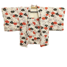 Load image into Gallery viewer, Haori Jacket Vintage(1950-1980) White Black Red Chrysanthemum Silk #10588C1