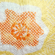 Load image into Gallery viewer, Haori Jacket Light Yellow Full Shibori Flower Wave Silk #10927F1