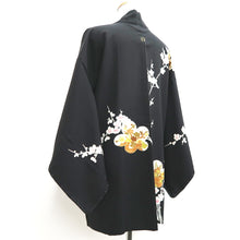 Load image into Gallery viewer, Haori Jacket Vintage(1950-1980) Black Plum blossom Branch Silk #10162D4