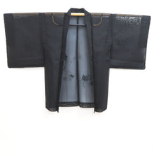Load image into Gallery viewer, Haori Jacket Vintage(1950-1980) Black Blue Sheer Embroidery Botanical Silk #10979F3