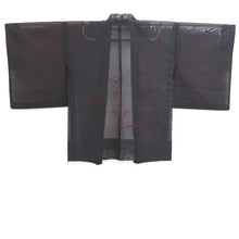 Load image into Gallery viewer, Haori Jacket Vintage(1950-1980) Black Wine red Sheer Botanical Silk #10909E5
