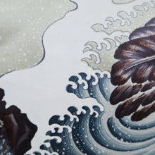 Load image into Gallery viewer, Men's Haori Vintage(1950-1980) Blueish Black Eagle Curling Wave Silk #10652C4