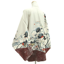 Load image into Gallery viewer, Haori Jacket Vintage(1950-1980) Grayish White Botanical Silk #10847E3