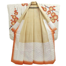 Load image into Gallery viewer, Furisode Vintage(1950-1980) Cream white Plum blossom Branch Silk #10566B4